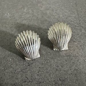 Sterling Silver Shell Scalloped Post Earrings